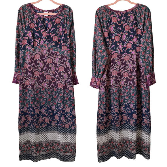 Cabi Dress Womens Size Medium Red Purple Festive 3675 Maxi Floral Mixed Print - Picture 2 of 13
